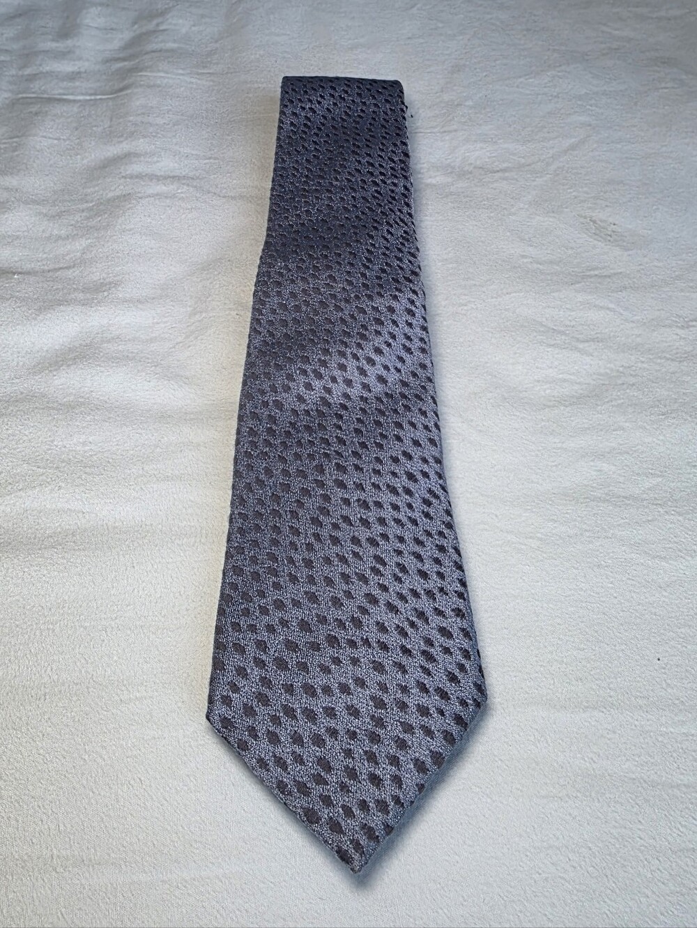Burberry Prorsum Blue Silk Cotton Blend With Grey Dots Mems Tie